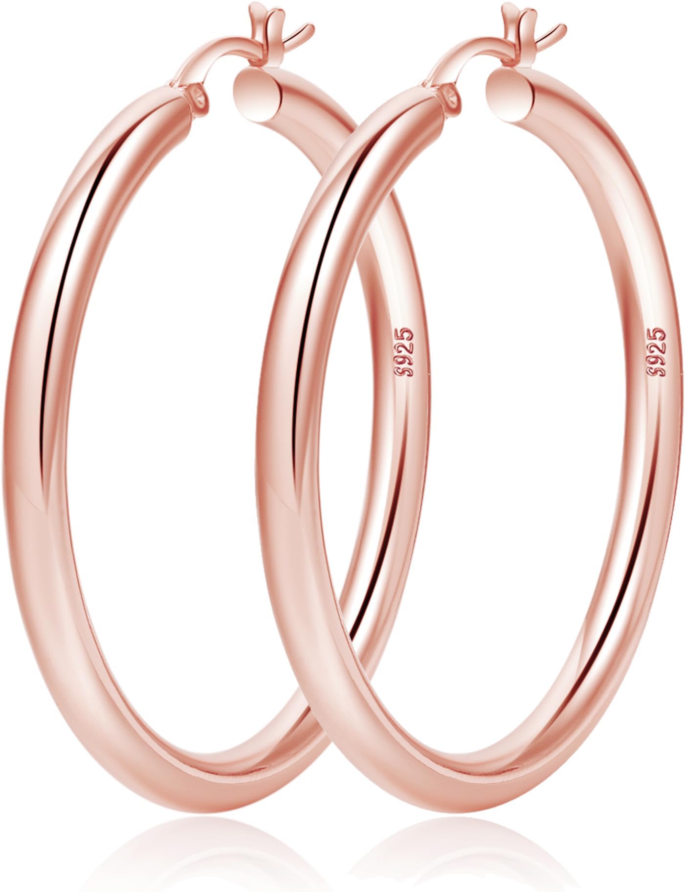 4mm Thick Gold Chunky Earrings Steling Silver Post Hoops Earrings For Women Hollow Tube Hoops Earrings Thick Gold Hoop Earrings Hypoallergenic Lightweight Gold Hoop Large Earrings 20/30/40/50/60MM