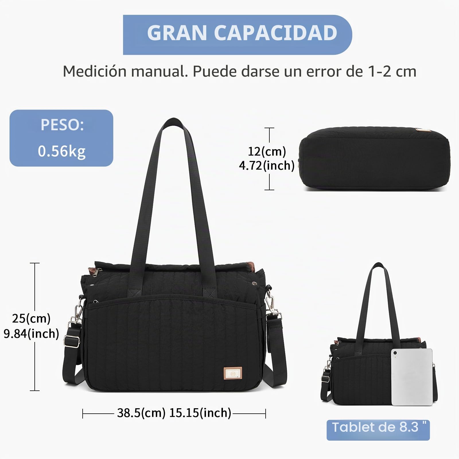 Miss Lulu Bolso Cambiador para Cochecito, Bolso de Bebé Impermeable Multifuncional con Ganchos bolsa para pañales de viaje Bolso Maternal de Gran Capacidad para Embarazo Viajes/Hospital/Vida cotidiana