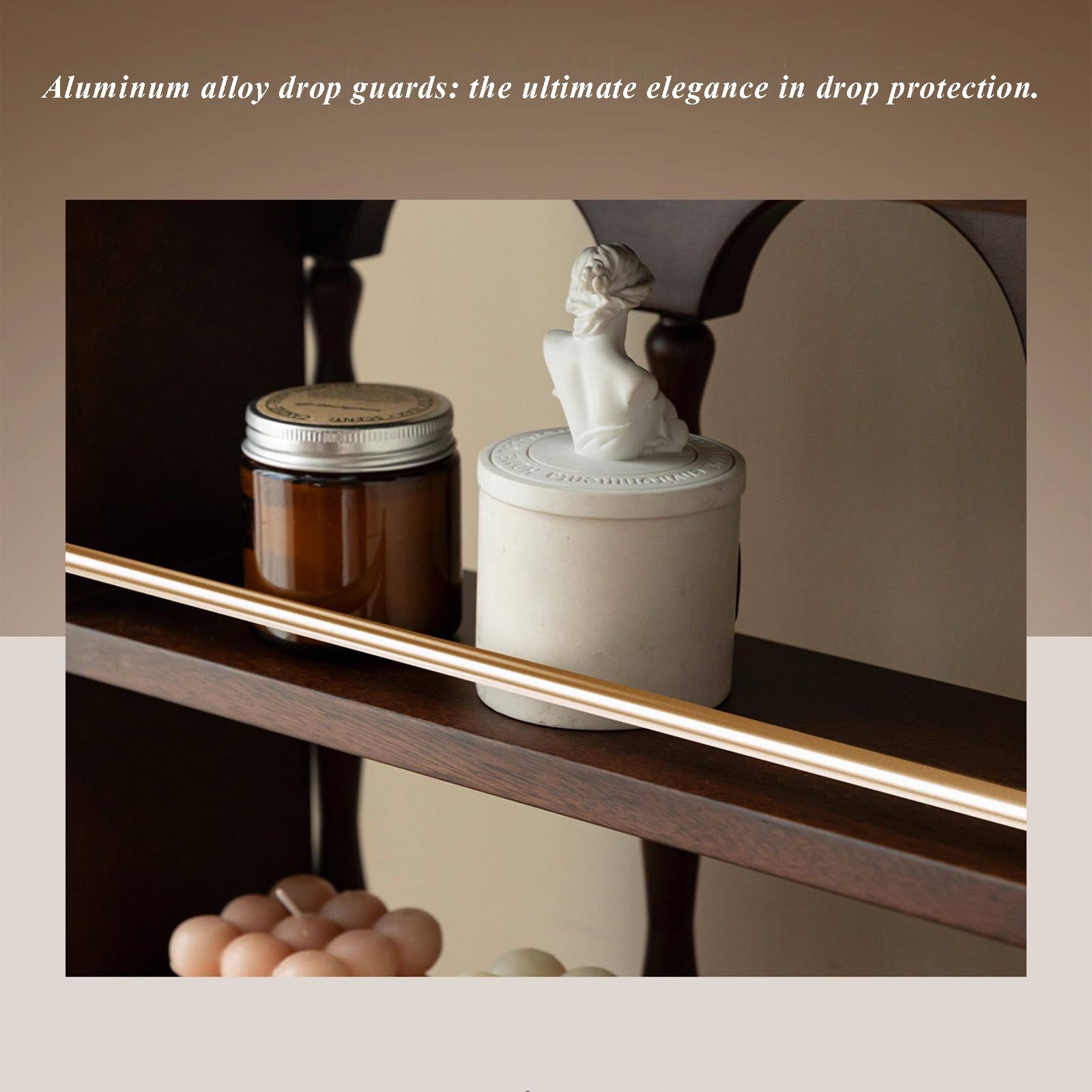 Estante Expositor De Perfumes De Madera Maciza De Melocotón, Organizador De Tocador De Madera De 3 Niveles con Barandillas De Aluminio, Estante De Almacenamiento De Encimera para Perfumes