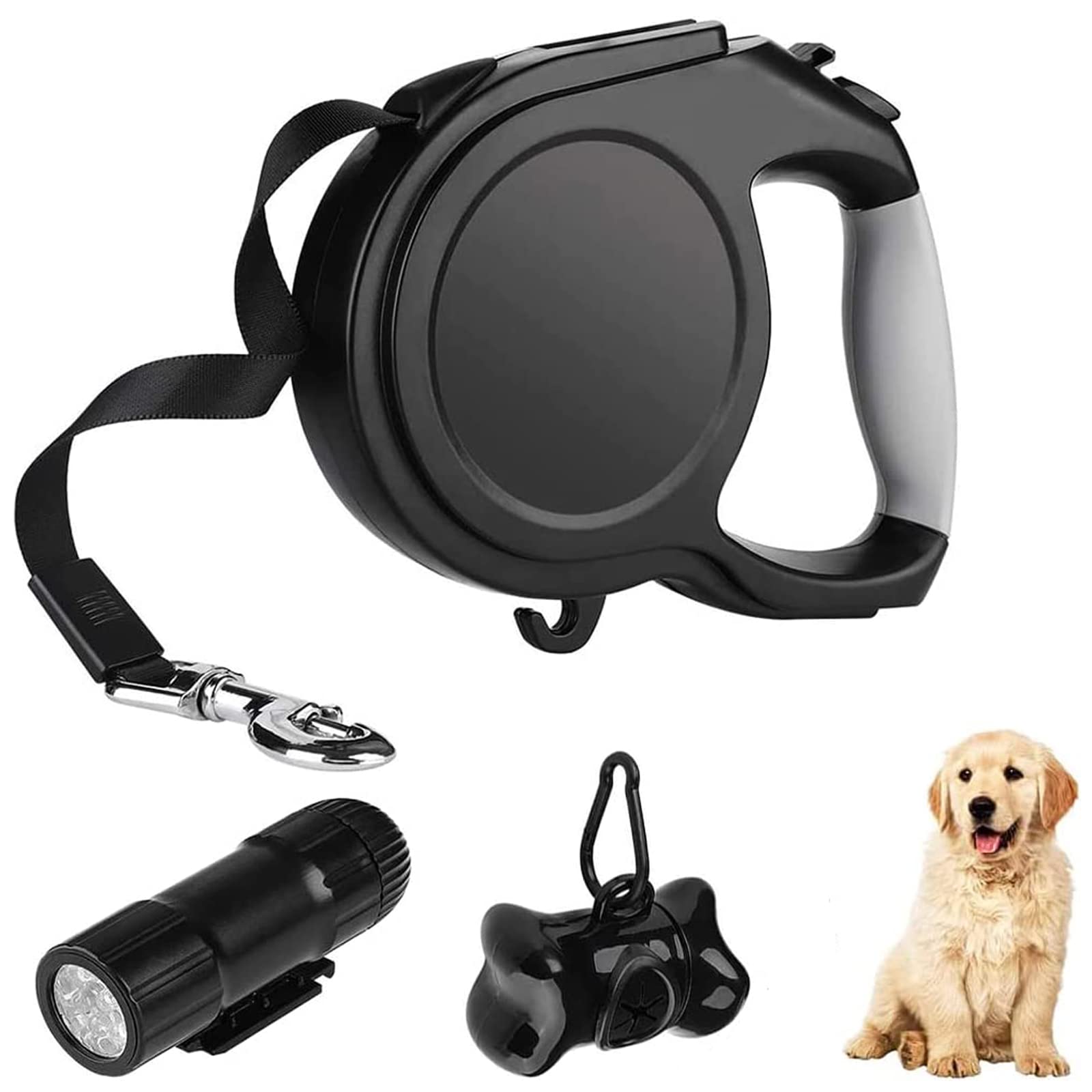 Correa RetráCtil para Perro, 8M Correa Perro Extensible, Correa Retráctil para Perros, Correa para Perro Pequeña Extensible para Pasear, para Perros Pequeños y Grandes(Negro)