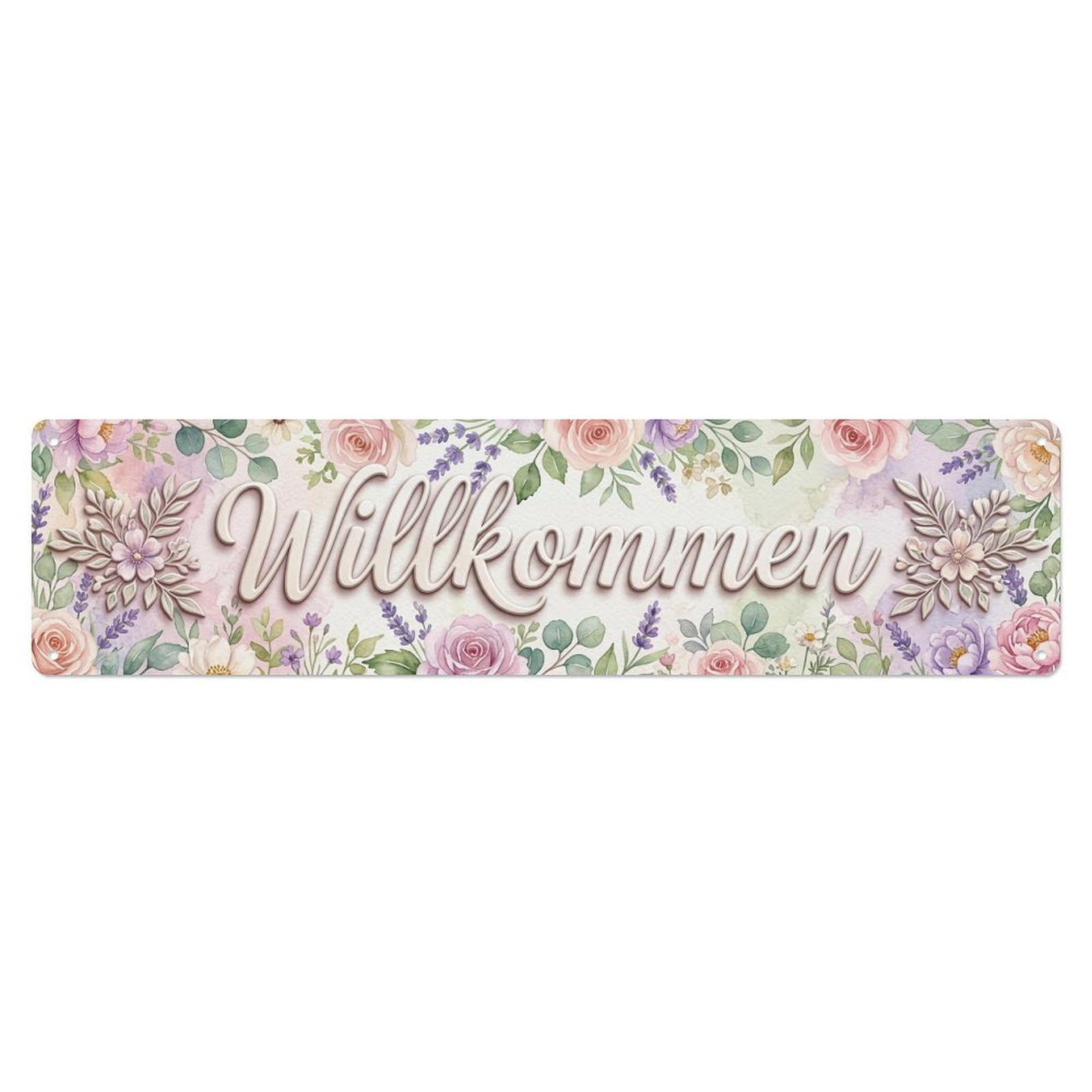 Watercolor Floral Garden Welcome Metal Tin Sign