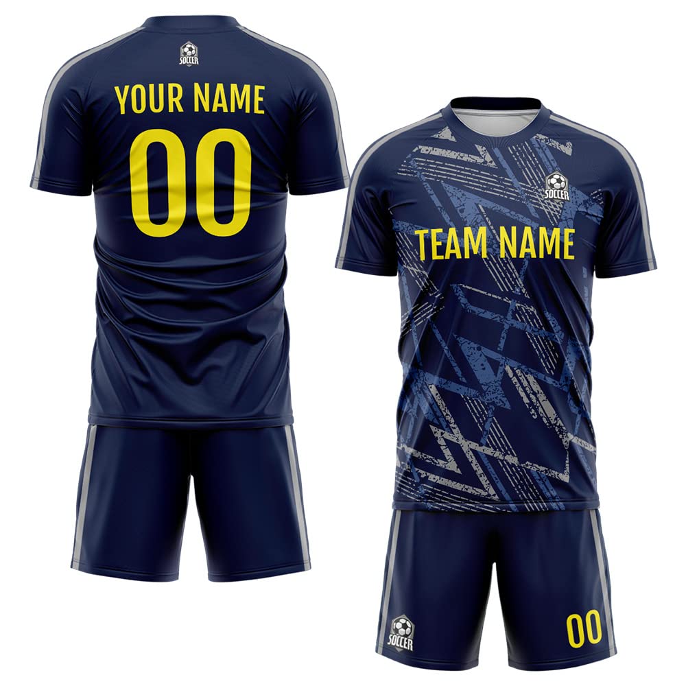 Custom Soccer Jersey Kids Adults Personalized Soccer T-Shirts with Team Name Number Logo (Style 6-Navy)