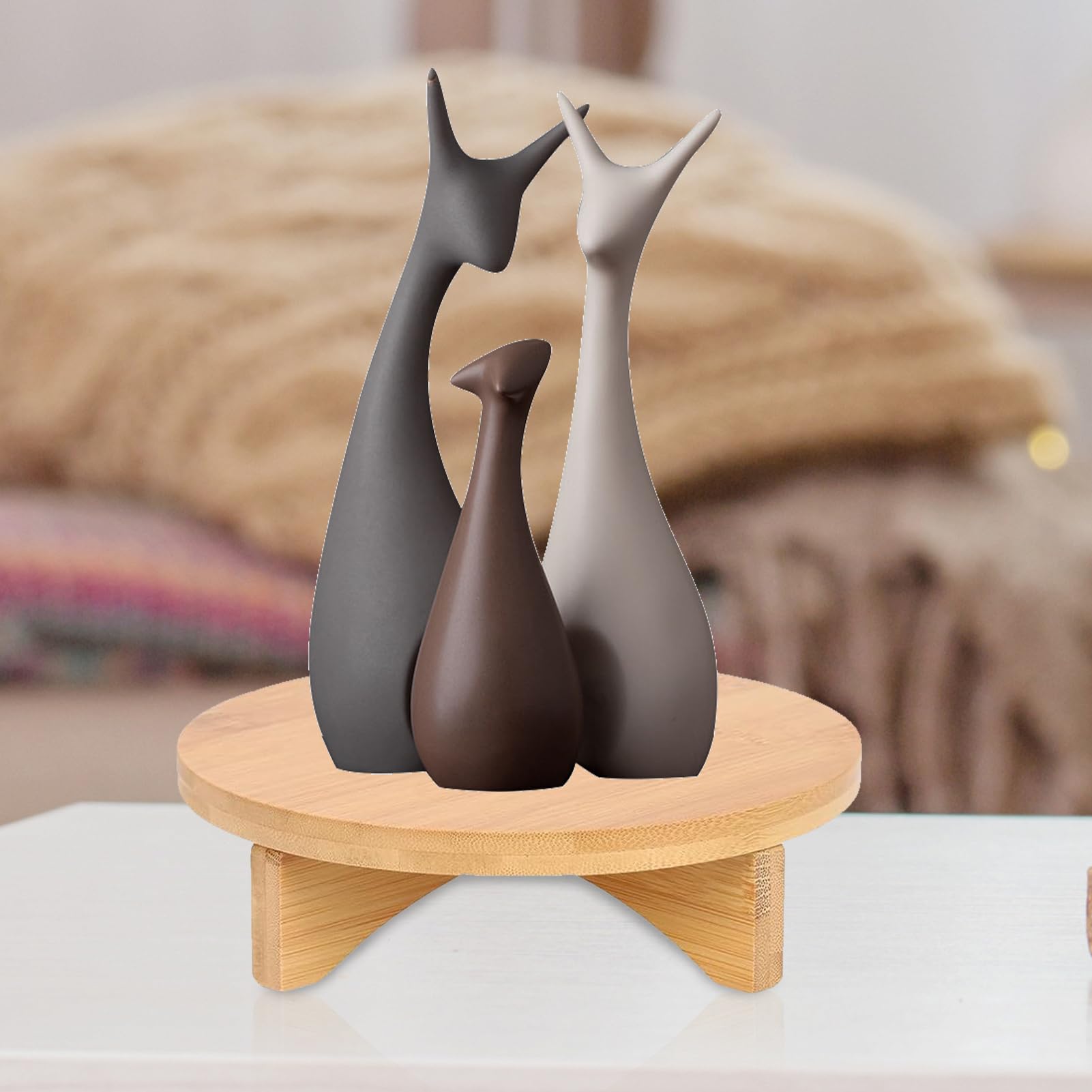Piédestal pour plantes d'intérieur Présentoir solide en bois pour