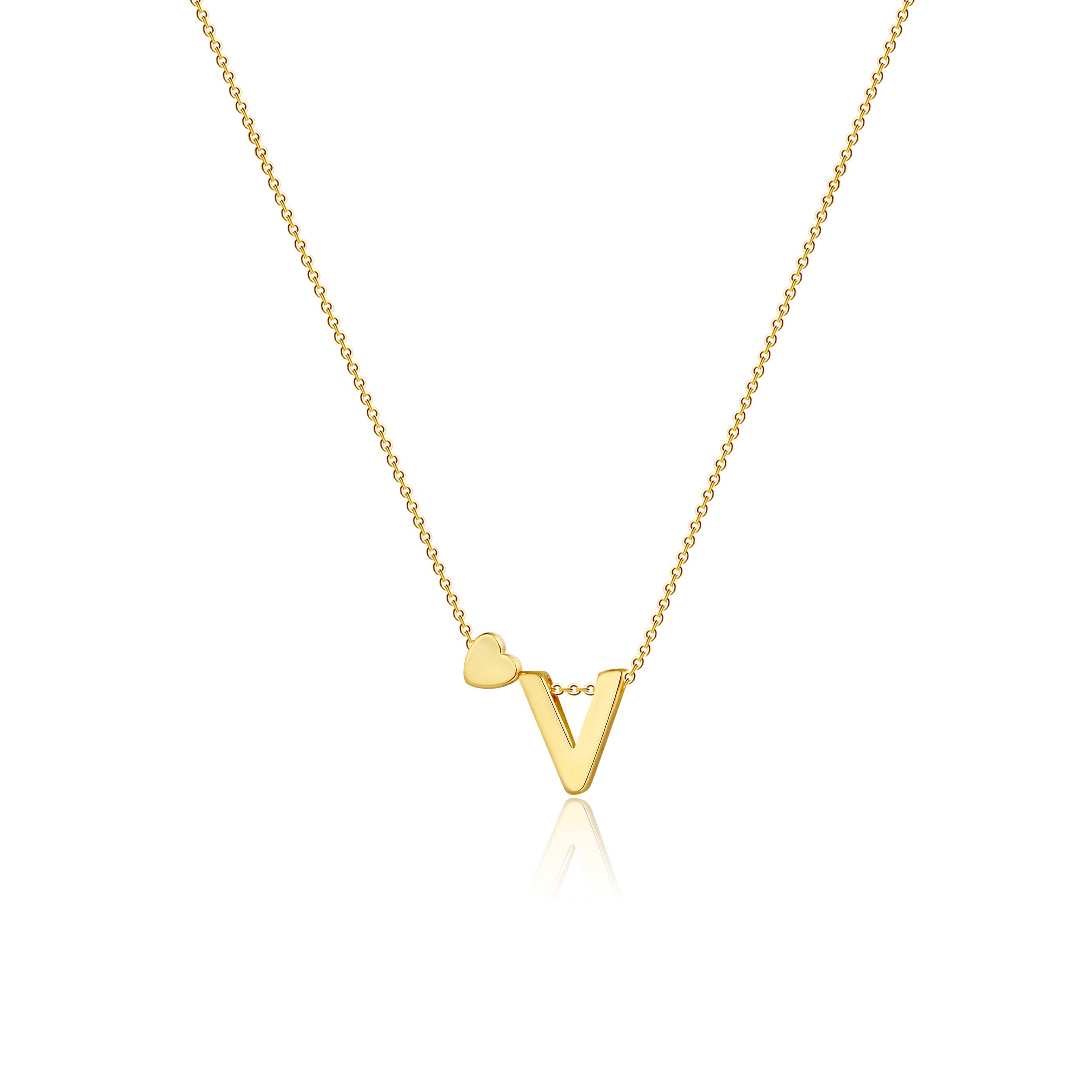 JECOMYDainty Initial Necklaces for Women 14K Gold Plated Heart Letter Necklace Personalized Initial Heart Pendant Necklace Tiny Letter Name Necklaces Gift for Teen Girls