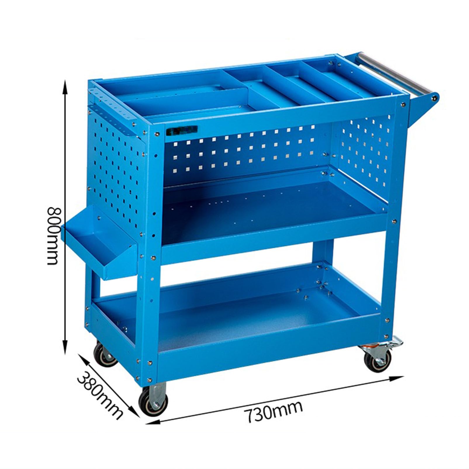 Carrello Porta Attrezzi Mobile, Carrello Porta Attrezzi Multifunzione con Pannello Forato Laterale e Ruote, Carrello di Servizio Meccanico per Organizzatore di Stoccaggio Industriale Resistente