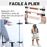Rigogo 3.2 m Telescopic Stainless Steel Non-Slip Ladder with 11 Rungs, 150 kg Load Capacity - 6