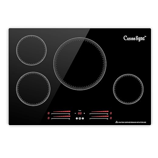 30 Inch Induction Cooktop, 4 Burner Electric Cooktop with 9 Power Levels, Touch Control, Timer, Child Lock and Residual Heat Warning, 7100W, 220-240V for Hard Wire