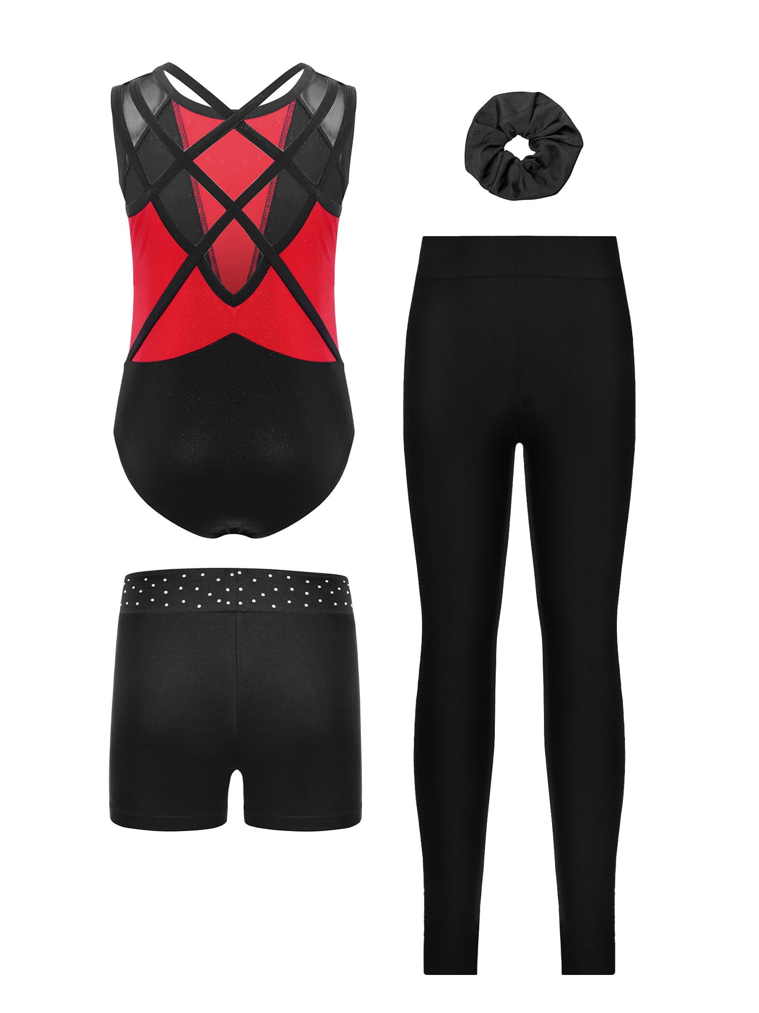 Vxuxlje Bambini Body Ginnastica Ritmica Bambine Con Shorts Tuta Intera Da Pattinaggio Artistico Ragazze Body Danza Classica Danza Classica Rosso 13-14 anni