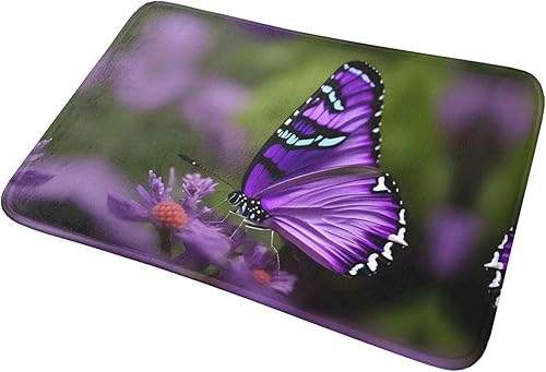 Miniatura 9 de Tapete de puerta con diseño de mariposa morada para puerta exterior, fácil de limpiar, tapete de patio, 16 x 24 pulgadas