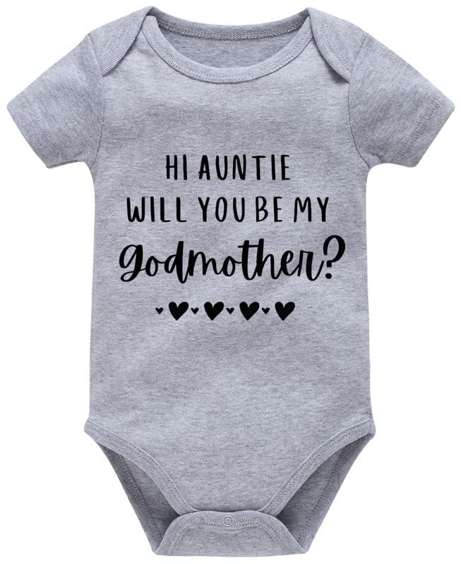Hi Auntie Will You Be My Godmother Newborn Bodysuit Funny Infant Boys Girls Creeper One-piece Outfit Aunt Baby Onesie