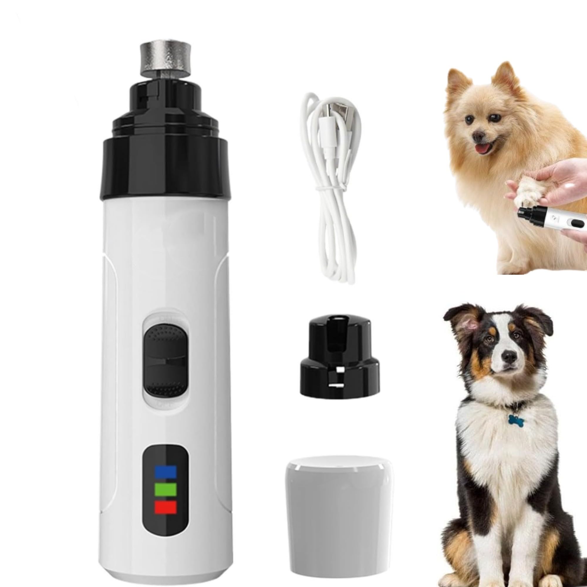 CRIVERY Upgraded Quiet Dog Nail Grinder, 2-Speed Rechargeable Pet Nail Grinders, Electric Painless Paw Grooming Smoothing Tool for Small/Medium/Large Dogs & Cats