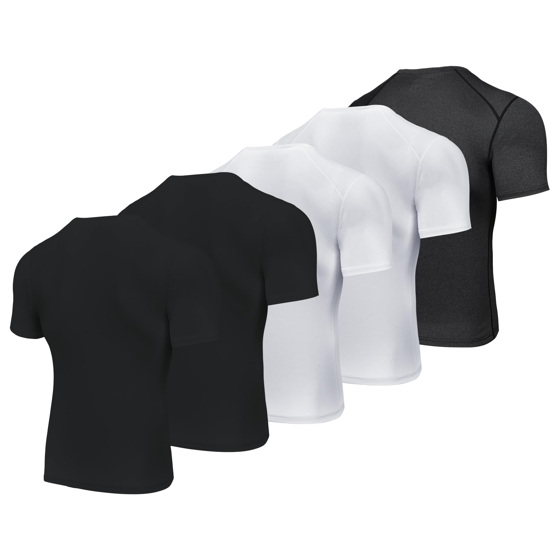 AMZSPORT Maglietta a Compressione da Uomo, a Maniche Corte, Funzionale, Cool Dry, per Allenamento e Corsa