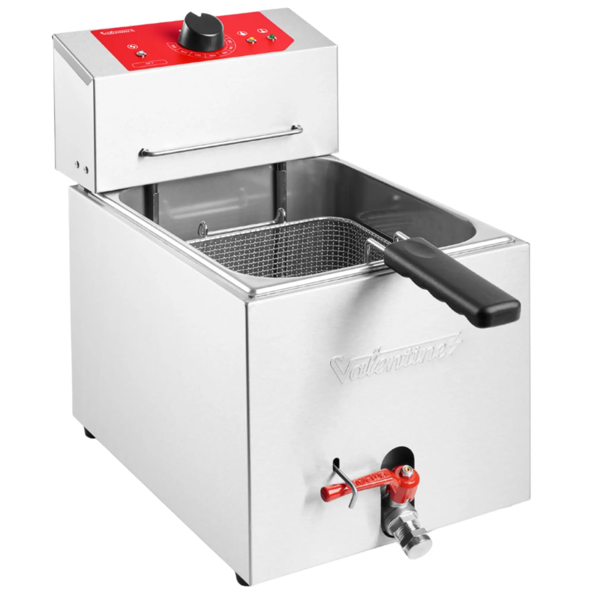 MBH - Freidora eléctrica industrial Valentine trifásica de 7 litros con 1 cesta para hostelería. Freidora profesional de acero inoxidable para bar, restaurante y cocina industrial