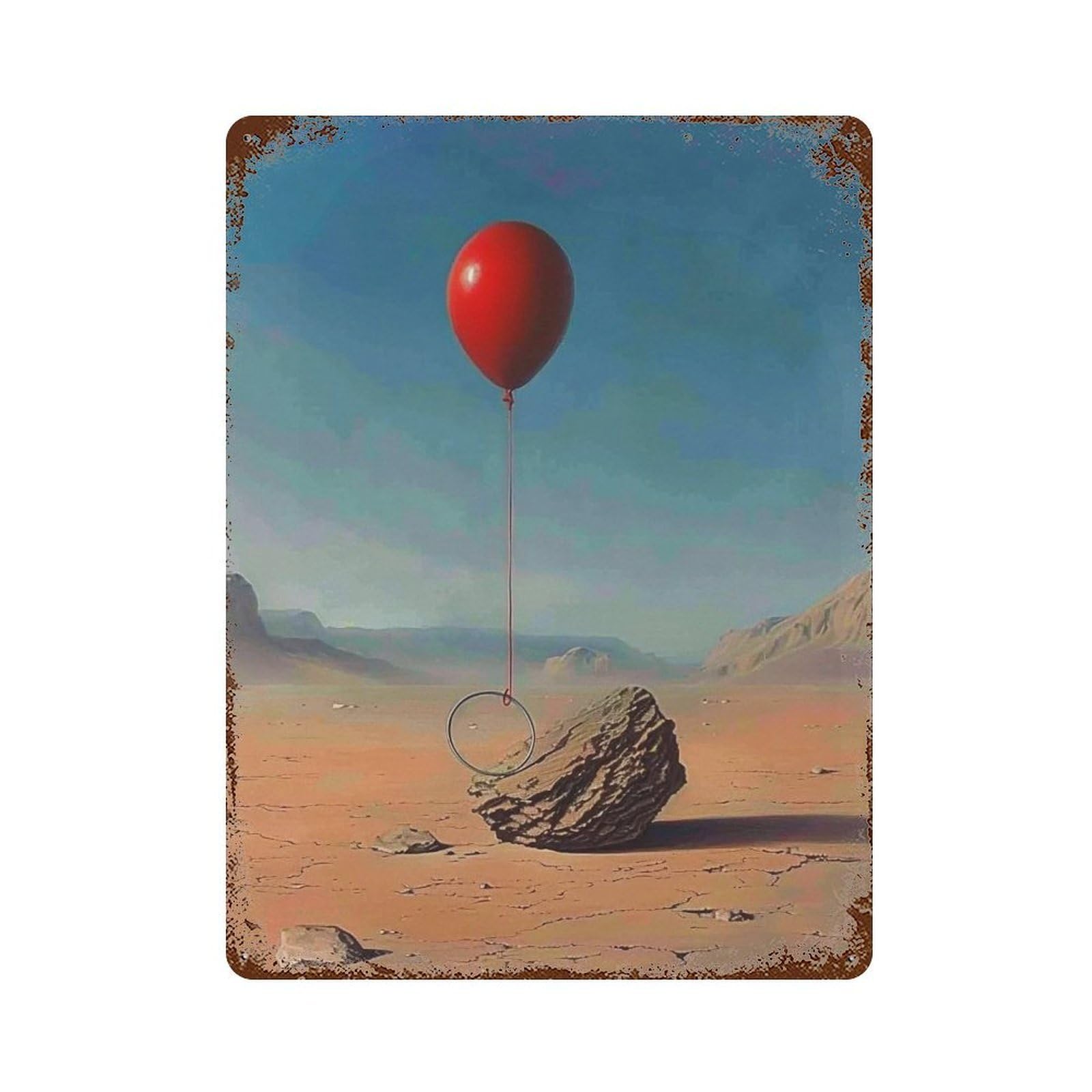 Wihyrtui Style Surreal Desert Ring Floating Rock 04 Wall Retro Iron Metal Tin Sign Vintage Art Poster Modern Home Cofffee Club Art Bar Shop Decor 40X30cm