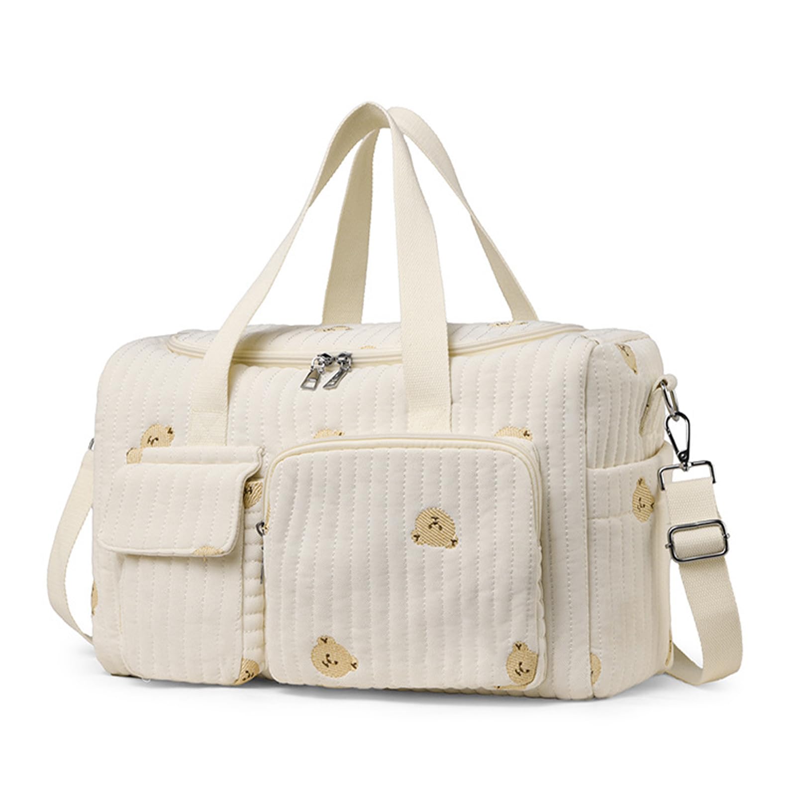 Large Baby Changing Bag with Bear Embroidery, Lightweight Maternity Tote and Diaper Bag with Multiple Pockets, Stylish Hospital and Pram Bag for Mum Travel Everyday Use