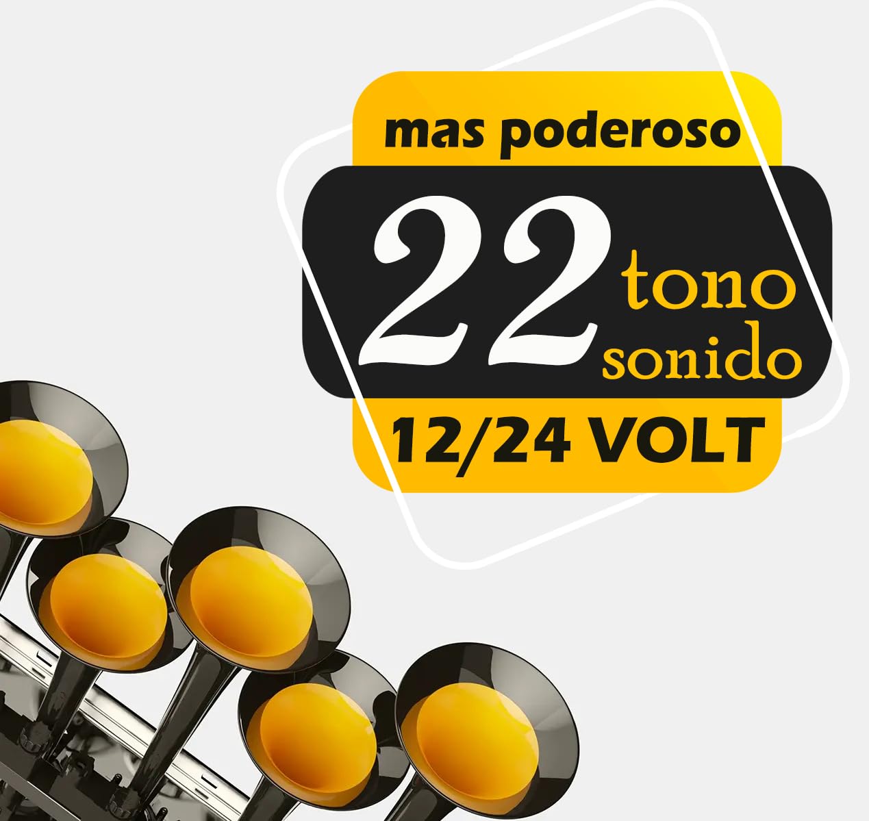 Bocina de aire Musical 12-24 Volts | Baby Shark | Bocinas Musicales | Electrica Universal La Cucaracha 130 dB | 22 Melodies - 6 Super Potente Trompette Klaxon | Para Camion,Coche,Bus,4x4,furgoneta