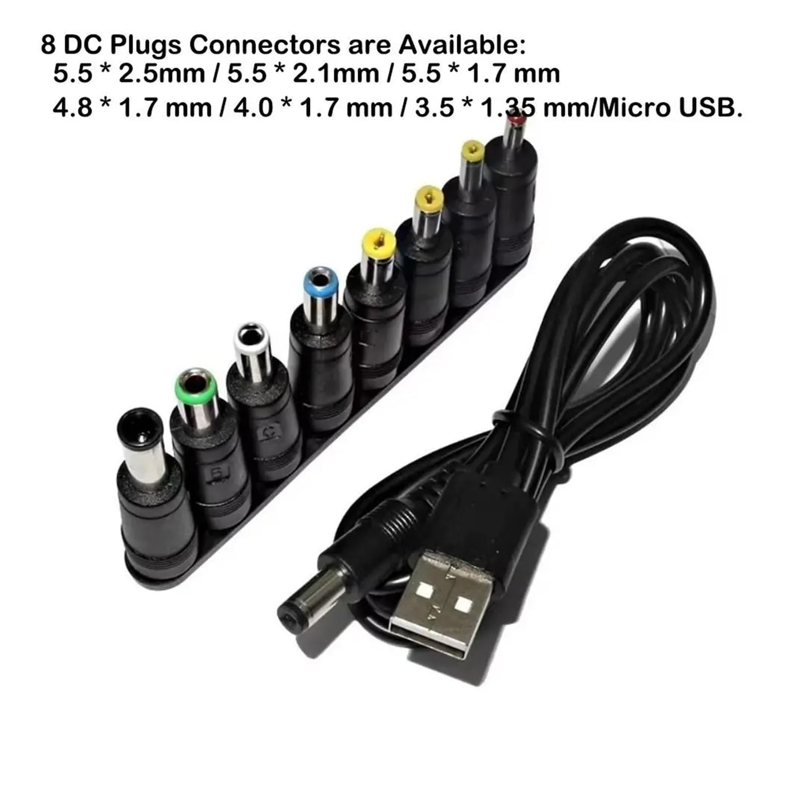 Câble de charge USB DC 5,5 x 2,1 mm 5 V 8 pointes connecteur universel