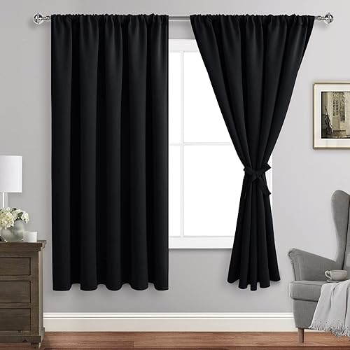 JIUZHEN Cortinas opacas para dormitorio, 60 pulgadas de ancho, aislamiento térmico, oscurecimiento de la habitación, cortinas insonorizadas para