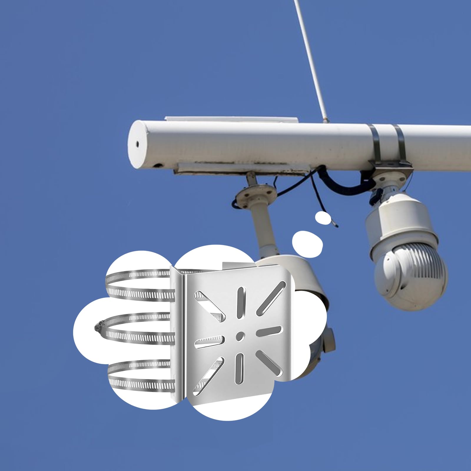 Uniwersalny pionowy uchwyt masztu 2 zestawy do kamery monitoringowej uchwyt 6 pętli stal szlachetna uchwyt narożny uchwyt na drążek uchwyt na maszt do kamery monitoringu i kamer CCTV