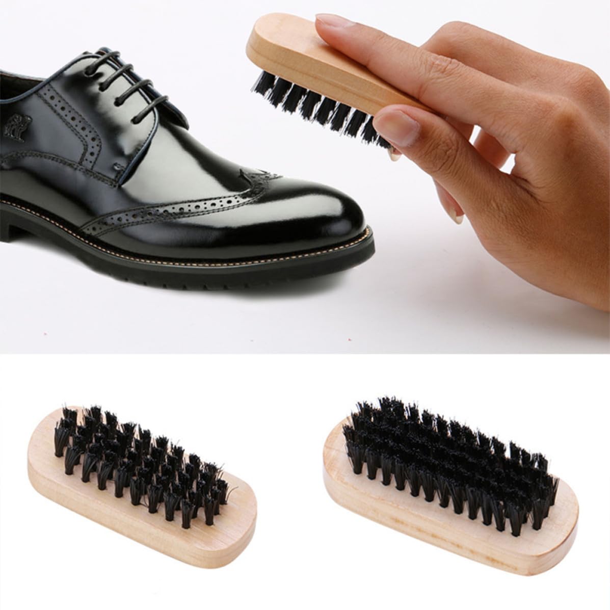 LALAFINA 9 Piezas Juego de Crema para Zapatos Juego de Betún para Zapatos Cepillo Portátil Marrón Cerdas Ángulo de Limpieza Eficaz y Botas Hombre y Mujer