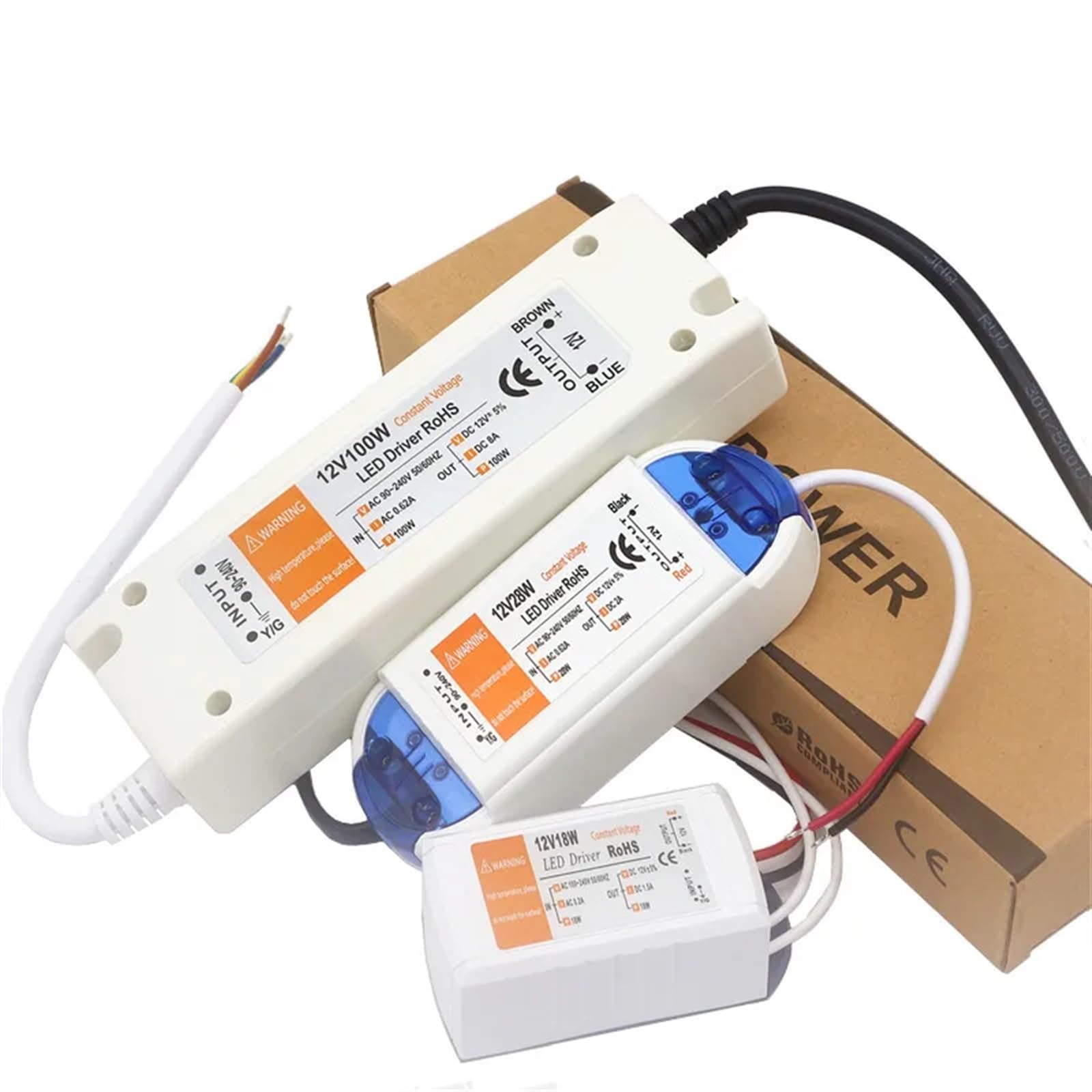 Zasilacz 12 V 110 V 220 V do 12 V oświetlenie 100 W 72 W 48 W 28 W 18 W DC Zasilacz 12 V Sterownik LED do paska LED (100 W)