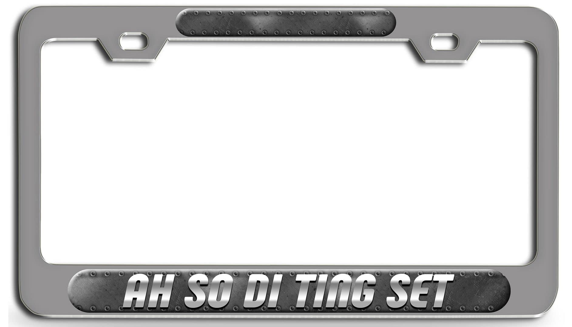 Makoroni - AH SO DI TING Set Ch 3D Metal License Plate Frame Auto SUV Truck Tag Holder, #e8