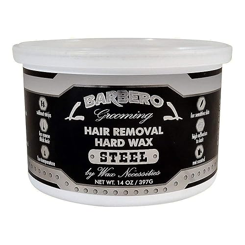 Wax Necessities Barbero Grooming Depilatory Hard Wax Steel para hombres 14 onzas