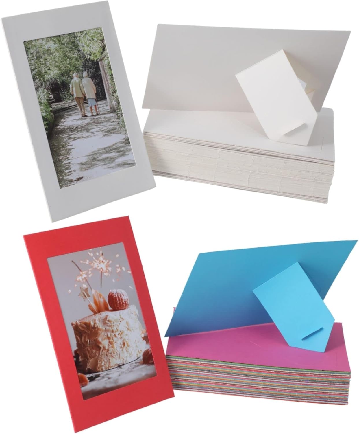 Litpoetic 50 Pack White and 50 Pack Rainbow Standing Paper