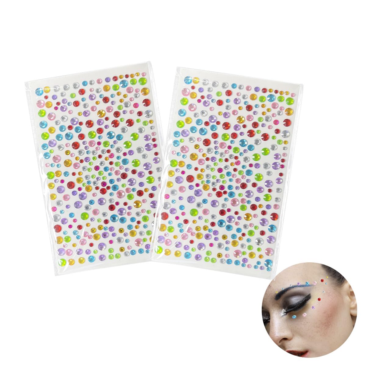 650Pcs Face Rhinestones Gems,Self Adhesive Pearl Rhinestones Stickers for Makeup Festival Face，Body, Hair and Craft DIY Decorations（Rhinestone Style）