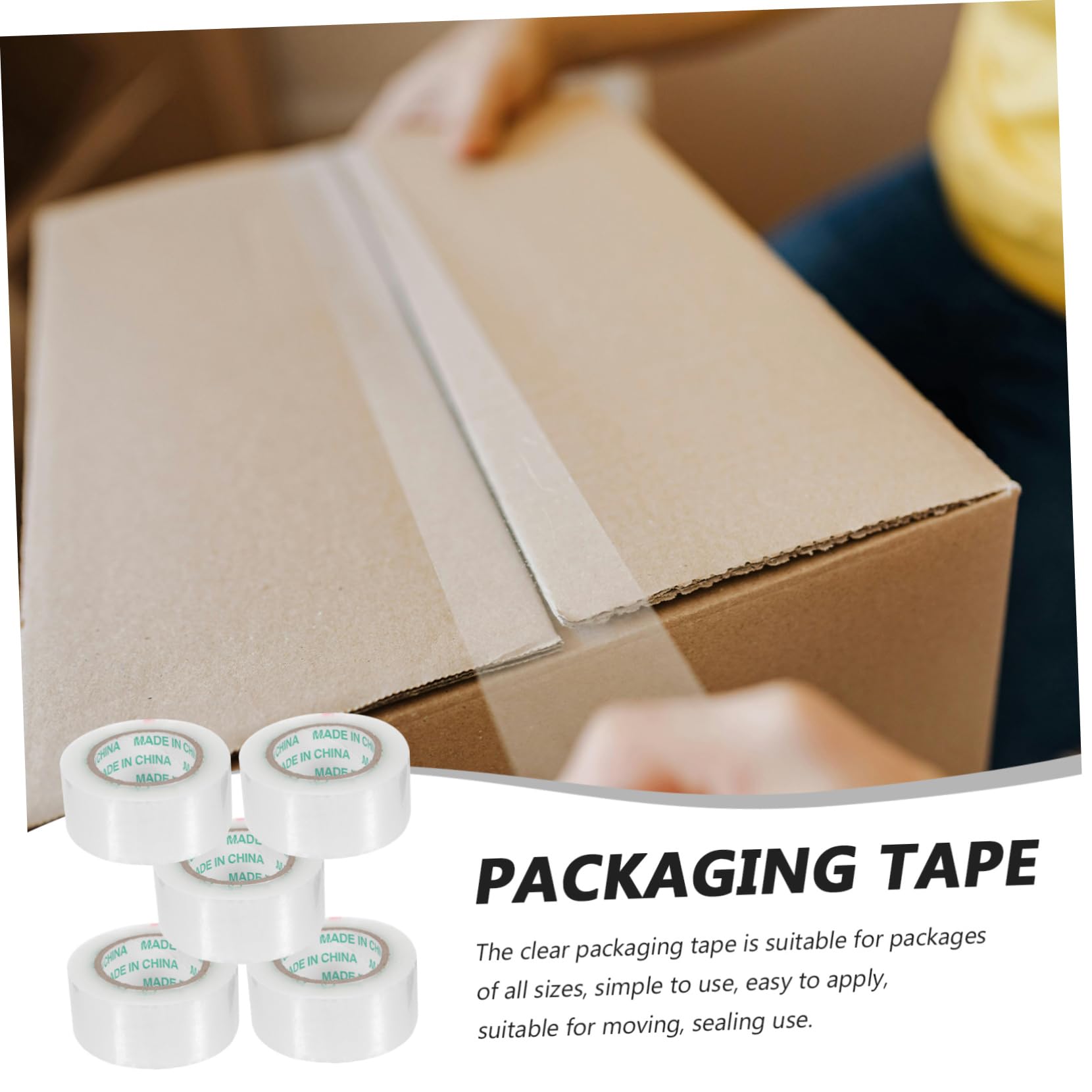 5 Rolek Heavy Duty Shipping Tape for Packing Transparent Packaging Tape for Moving Boxes Strong Adhesive Yards Total Yards