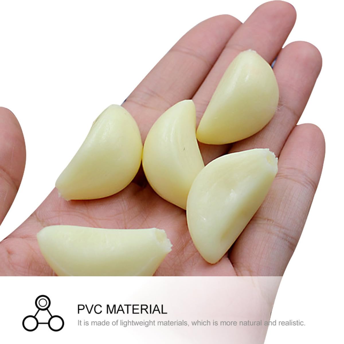 Angoily 12 Stück Realistische Knoblauchflocken Modell aus Robustem Material Naturgetreu Leuchtende Farbe Deko und Fotorequisite für Küche und Wohndekor