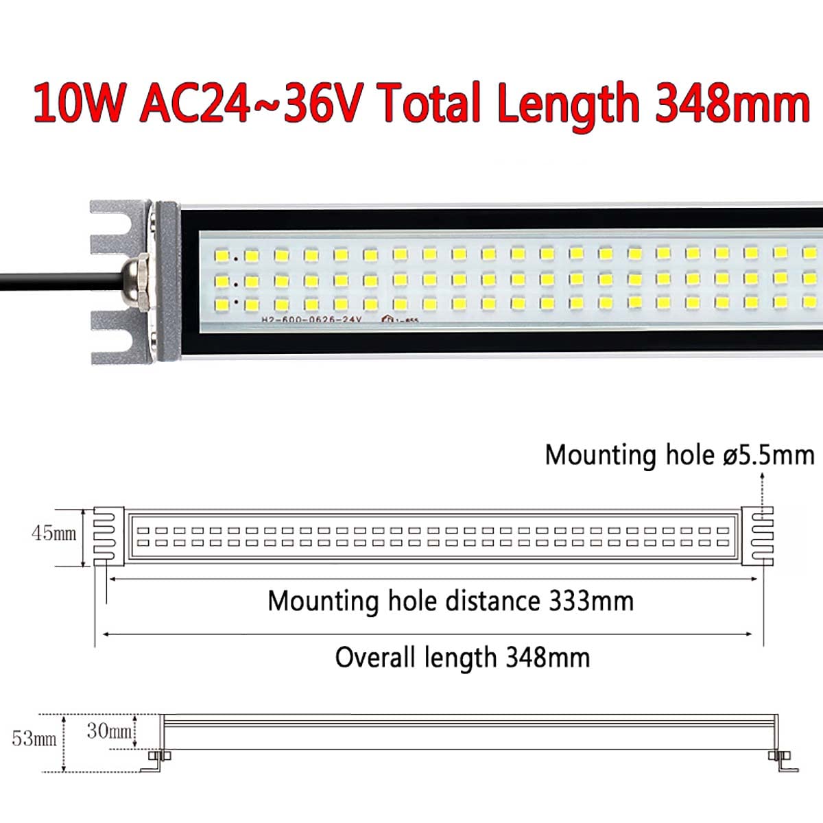 IP66 Wodoodporna przemysłowa/maszynowa lampa rurowa, AC24-36V CNC LED Lampa robocza, przeciwwybuchowa lampa do sprzętu, do tokarki i frezarki przemysłowej (rozmiar: 10 W)