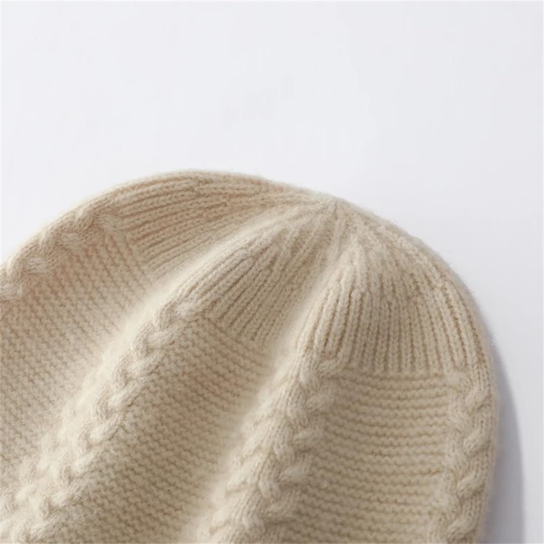 Otoño Invierno Mujeres Sombreros 100% Cachemira Pura Tejida Suave Cálido Gorro Grueso