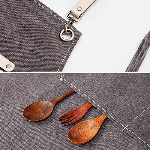 Tablier de cuisine de qualité supérieure marron avec grand sac - 6