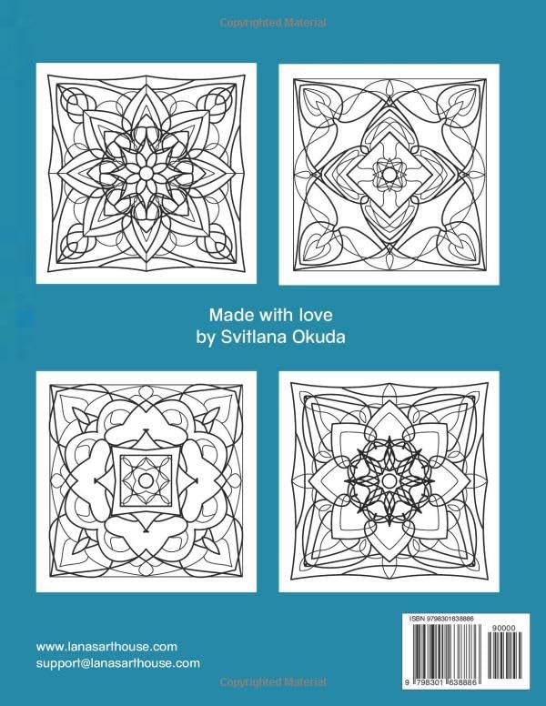 Image of Square Mandala Coloring Book for Adults - Large Edition: 50 Manually Crafted Designs to Relax and Unwind (Lana's Mandala Coloring Books)