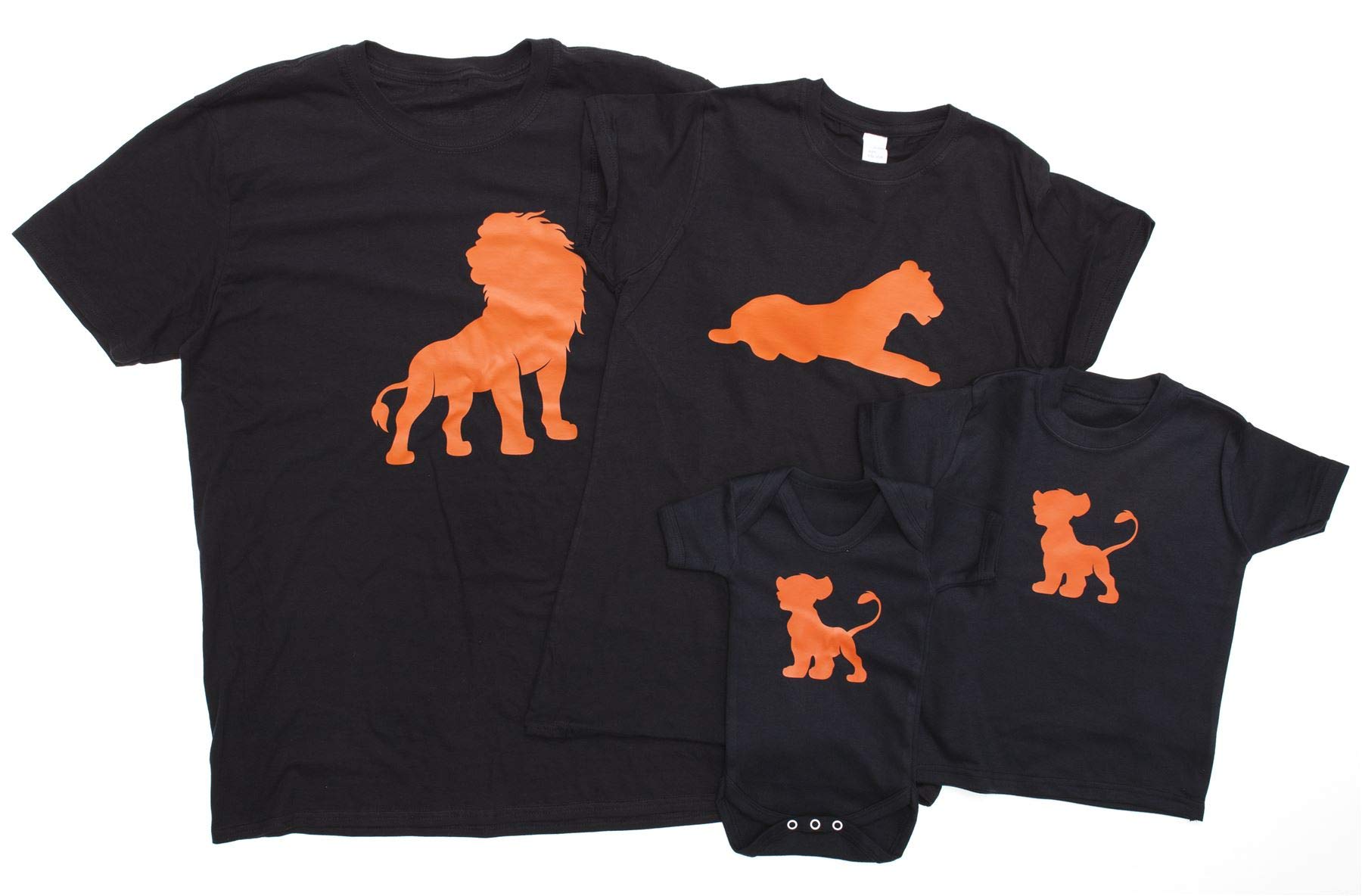 ART HUSTLE Lioness Womens T Shirt Lion and Cub Father and Baby Matching Outfits (Black - Womens XXL)