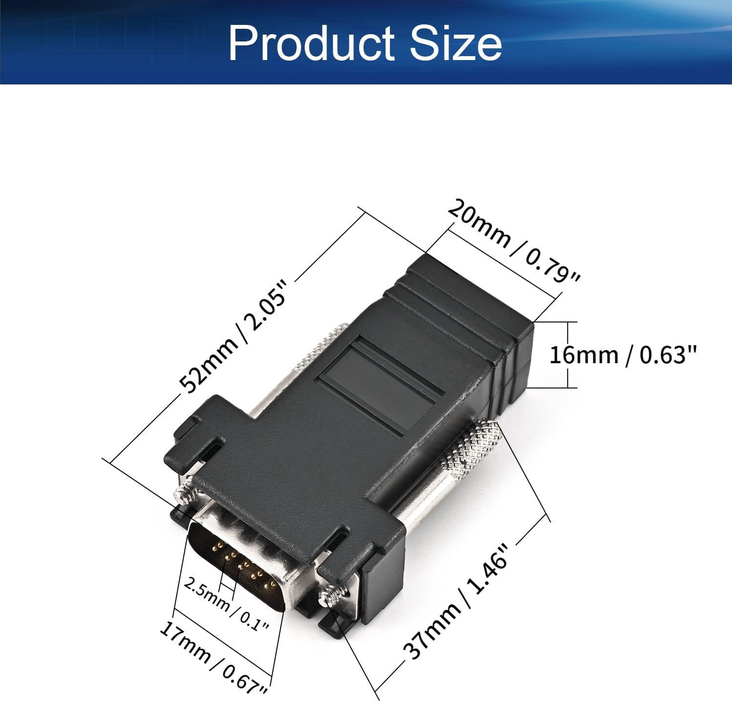 Heyiarbeit 15-pin 3-Row D-SUB VGA Gender Changer RJ45 to DB15 Mini Gender Changer Coupler Adapter Connector for Serial Applications Black 10pcs
