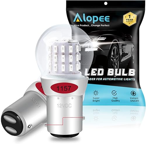 Alopee Bombilla LED de 12-15 V CC 1157 roja 2057 bombilla LED 7528 Bombilla LED 2357 Bombilla LED 33SMD 2835Chip Reemplazo para LED 1157 bombilla de