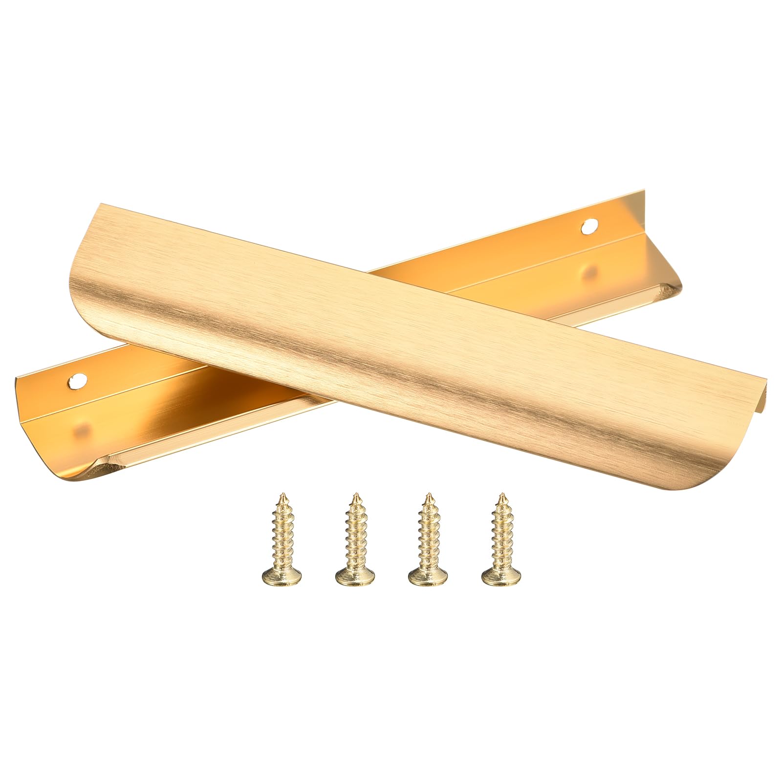 Uxcell 10pcs Finger Pulls for Cabinets Gold Edge Drawer Pulls Cabinet Finger Pull 160mm/6.3in Hole Center,Furniture Drawer Handles Hidden Cabinet Handle