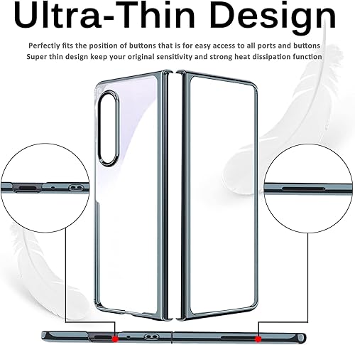 Miniatura 5 de Miimall Funda compatible con Samsung Galaxy Z Fold 4 5G 2022, marco de policarbonato delgado y duro, cubierta trasera transparente, cobertura