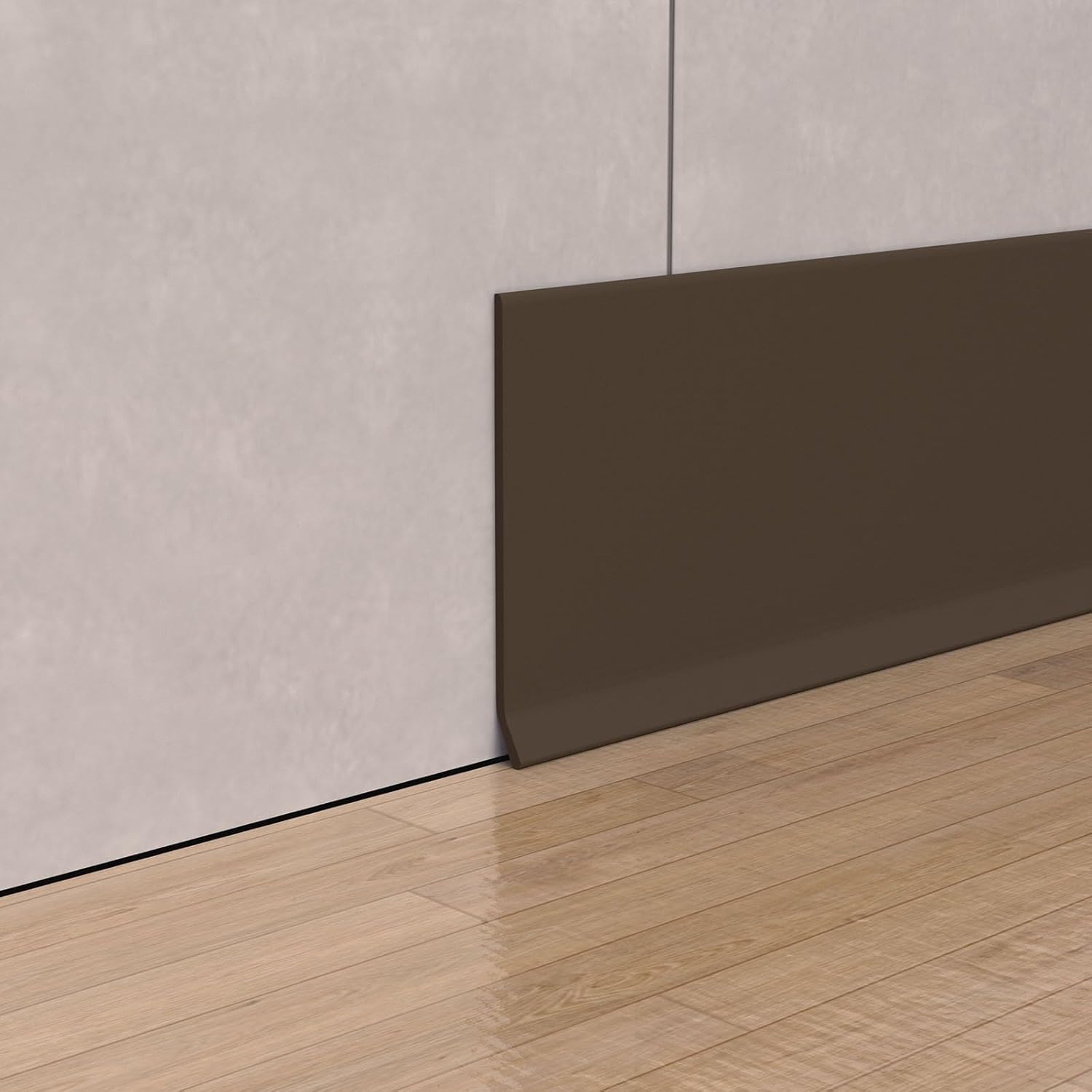 Peel and Stick Baseboard Trim, 4 Inch Rubber Baseboard Vinyl Wall Base, Flexible Baseboard Molding Trim, Adhesive Baseboard Trim Rubber Cove Base(60Ft, Brown)