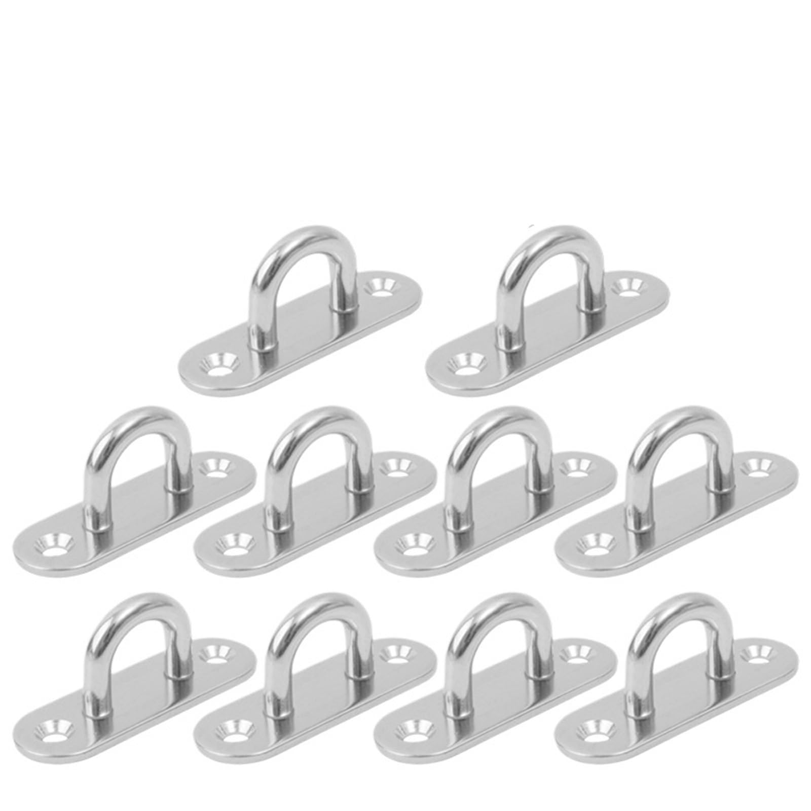 LTYKNGH Eye Plate 10/5pcs M5/M6 Stainless Steel Hook Eye Plate Heavy Duty Oblong Ceiling Hooks Pad Marine Hardware Home(10pcs(M6))