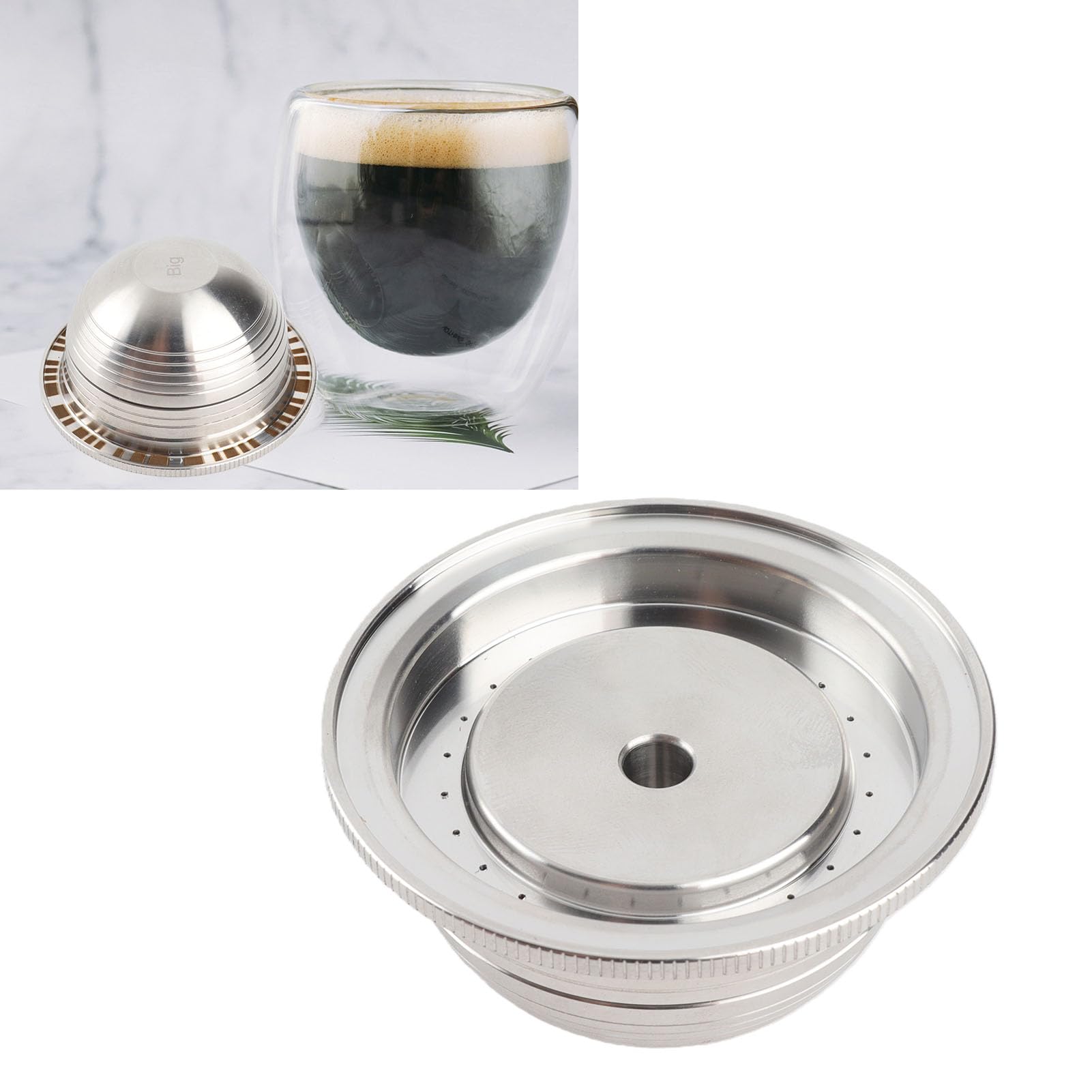 Capsula Caffe Riutilizzabile in Acciaio Inox 304, Adatta per Macchina da (230ML)