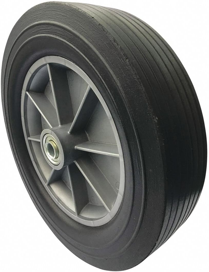 Marastar - 40N438 - Flat-Free Solid Rubber Wheel, 12 in Wheel Dia., 600 lb Load Rating