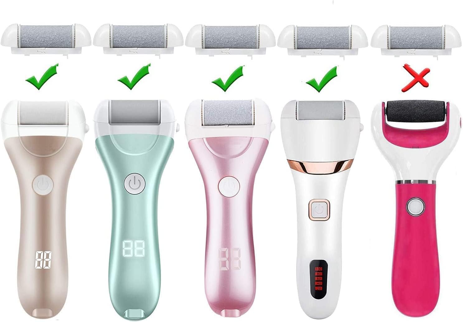 3 Different Replacement Roller Head for IWEEL/CIVYPRO/OTAZWA/ADAMPARK/ZIKILLYA/ELMCHEE/NICEBIRDIE Foot File Pedicure Tools for Feet Callus Shaver Pedicure kit for Cracked Heels and Dead Skin image 3