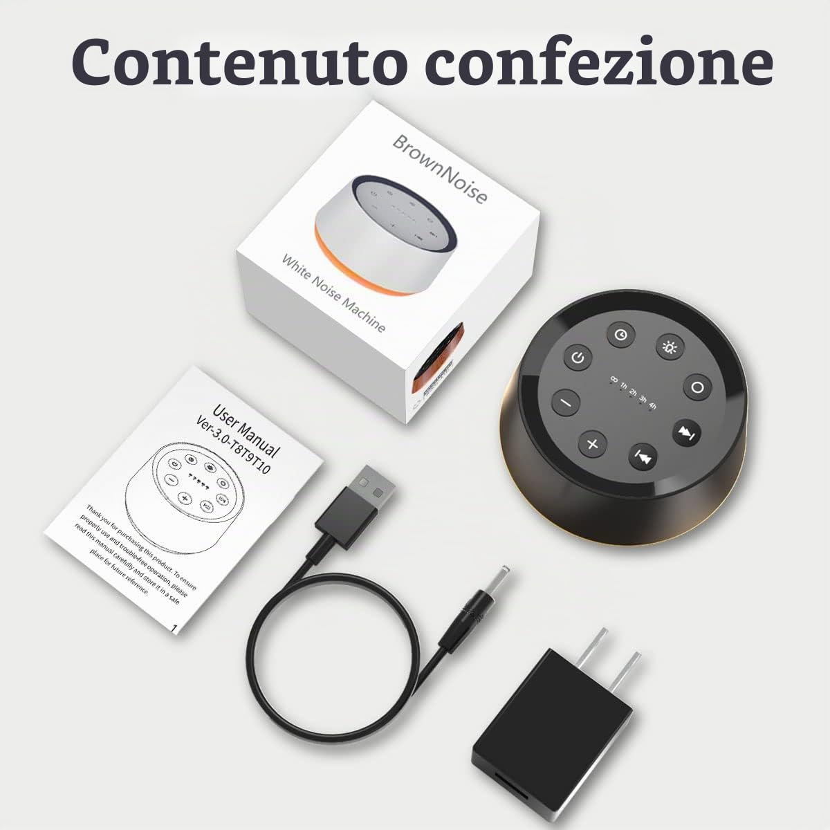 Sound Machine - Macchina per il rumore marrone, con 30 suoni lenitivi, 12 colori, luce notturna, per adulti, bambini, 36 livelli di volume, funzione di memoria, 5 timer per casa, ufficio, viaggi