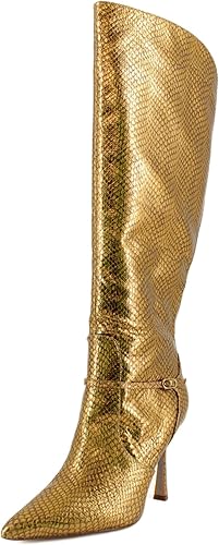 Sam Edelman Women's Elia Over-the-Knee Boot Medallion Gold Snake Wide Calf 10 Me