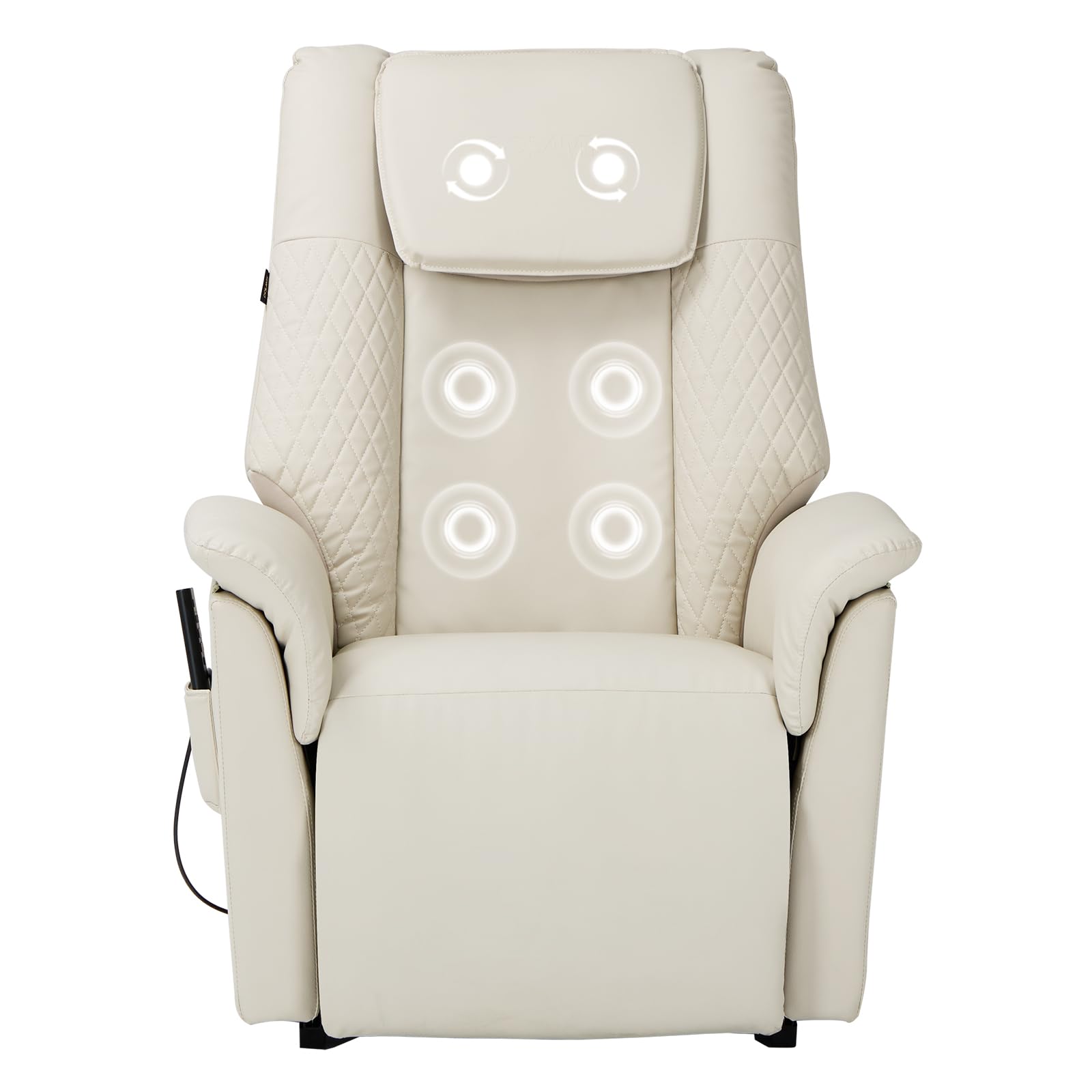 COLAMY White Massage Recliner Chair – Leather Recliner with Neck & Back Rollers, 3 Auto Modes, Adjustable Intensity, One-Touch Setup, Overstuffed Pillow Back, for Living Room & Bedroom,White