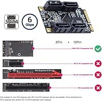 Vista 4 de NFHK Mini PCI-E PCI Express a SATA 3.0 adaptador de cuatro puertos convertidor 6Gbps tarjeta de extensión de disco duro para SSD