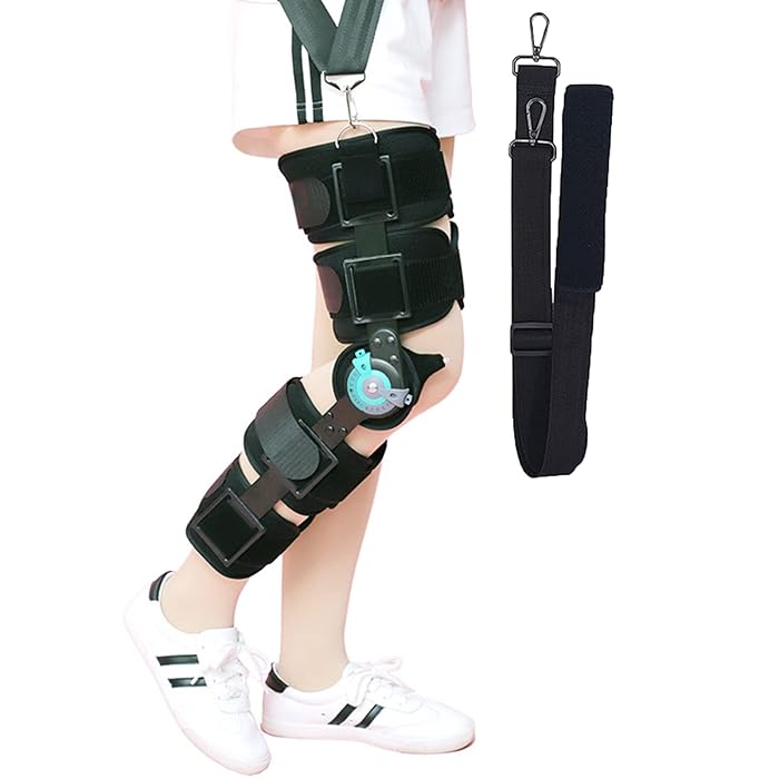 Buy Hinged ROM Knee Brace with Shoulder Strap, Adjustable Post Op Knee
